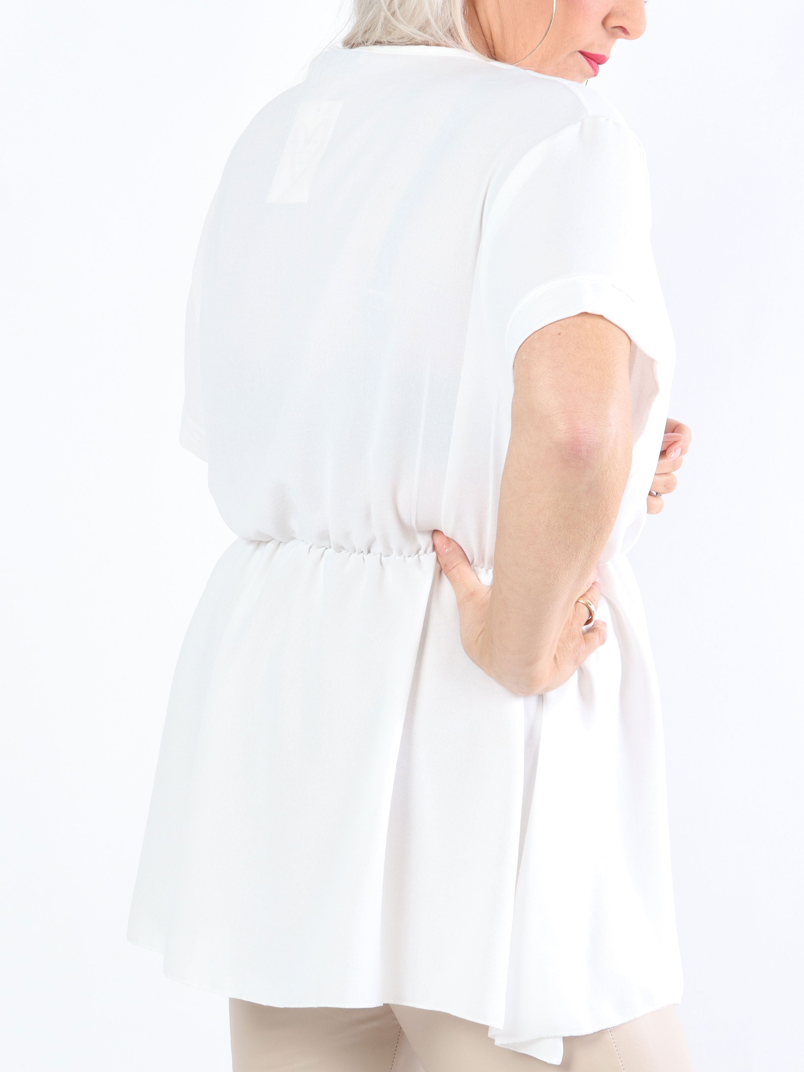 Hermina - Söt plus size blus med gummiband i midjan - Yellow